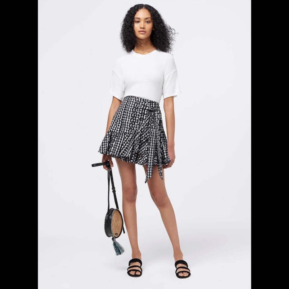 Rebecca Minkoff Alice Gingham Eyelet Wrap Skirt